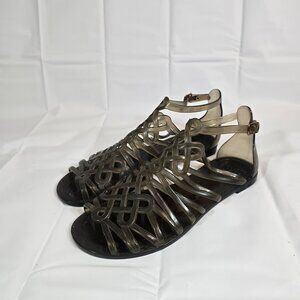 DVF Diane Von Furstenberg Jaya Love Knot Jelly Sandals Women Size 9 Gray